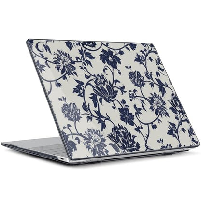 Batianda Navy Floral Vine Case for Dell XPS 13 Laptop 2024 2025 | Fits Model 9340/9345/9350 13.4" Display, Lightweight Slim Shell Protection for Girls, Office Users and Classic Style Fans - color: Navy flowers