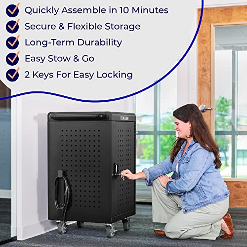 3-Pack | Line Leader 30 Unit Mobile Charging Cart with Locking Cabinets | UL Safety-Certified Charging Station for 30 Tablets, Laptops or Chromebooks | ANSI/BIFMA Standard Laptop Cart & Storage Cart - size: 3 PACK - 30 Tablet/Chromebook