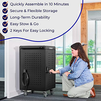 2-Pack | Line Leader 30 Unit Mobile Charging Cart with Locking Cabinets | UL Safety-Certified Charging Station for 30 Tablets, Laptops or Chromebooks | ANSI/BIFMA Standard Laptop Cart & Storage Cart - size: 2 PACK - 30 Tablet/Chromebook