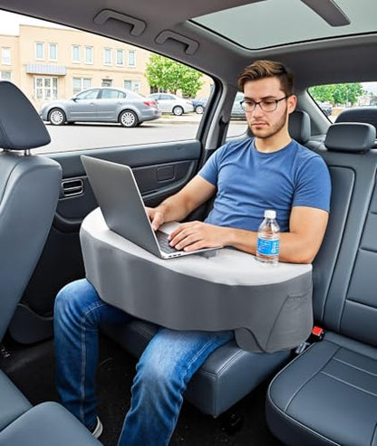Ergonomic Lap Desk Pillow with Cooling Memory Foam – Gaming Cushion for Bed, Laptop Support, and Reading Pillow with Armrest for Comfort at Home, Office, or Travel (Grey)