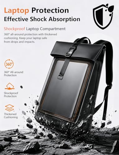 Lightweight Laptop Backpack 17Inch for Women & Men Professional Business Computer Bag with Back Cushioning Carry on Waterproof Travel Computer Backpack Resistant Travel Work Citywalk Black - color: Black