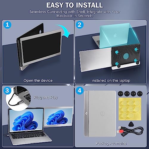 P1M 14'' Portable Monitor for Laptop Screen Extender for 16.2'' MacBook, Designed for MacBook Screen Extender FHD 1080P IPS Display Plug and Play - style: Dual-16.2mac