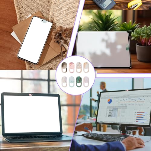 8PCS Webcam Cover Slide, Colorful&Marble Laptop Camera Cover | Slide Computer Phone Camera Covers Privacy Protector for Protect Your Visual Privacy