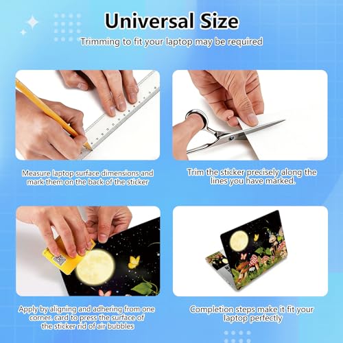 Universal Laptop Skin Sticker Decal for 11.6”12" 13" 13.3" 14" 15" 15.4" 15.6" Reusable Waterproof Scratch-Scratch Resistant Protective Vinyl Laptop Skin Stickers - Mushrooms Butterfly Flower Moon - color: Mushrooms Butterfly Flower Moon