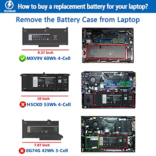 MXV9V Laptop Battery Replacement for Dell Latitude 7400 7300 E7400 E7300, Latitude 5300 5310 2-in-1, for Inspiron 7300 7306 2-in-1 Black Series P96G P97G P99G P100G 5VC2M 829MX 05VC2M 0829MX 60Wh - size: MXV9V