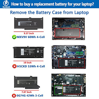 MXV9V Laptop Battery Replacement for Dell Latitude 7400 7300 E7400 E7300, Latitude 5300 5310 2-in-1, for Inspiron 7300 7306 2-in-1 Black Series P96G P97G P99G P100G 5VC2M 829MX 05VC2M 0829MX 60Wh - size: MXV9V