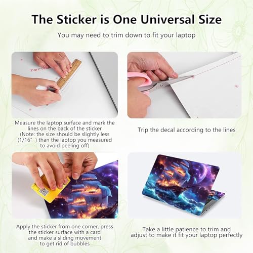 Laptop Skin Sticker Decal, Universal Reusable Vinyl Laptop Cover for 12" 13" 13.3" 14" 15" 15.4" 15.6" Notebook PC, Reusable Waterproof Scratch-Resistant with 2 Wrist Pads,Art Galaxy Ship - color: Art Galaxy Ship