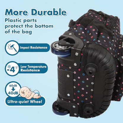 Tilami Rolling Backpack for Kids 19 inch with Lunch Bag Wheeled Laptop Backpack,Colors - color: Colors
