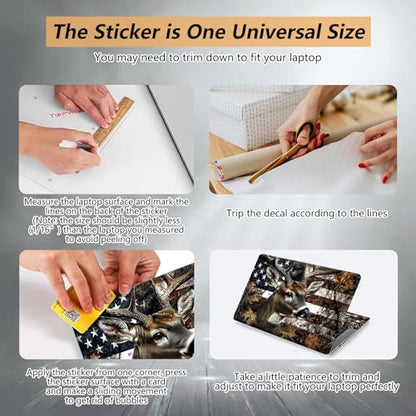 Laptop Skin Sticker for 12.1”-15.6“ Laptops (Fits 13”, 13.3”, 14”, 15”, 15.4”) | Protective Universal Reusable Vinyl Art Decal Cover | Waterproof & Scratch-Resistant- Deer America Flag Camouflage - color: Deer America Flag Camouflage