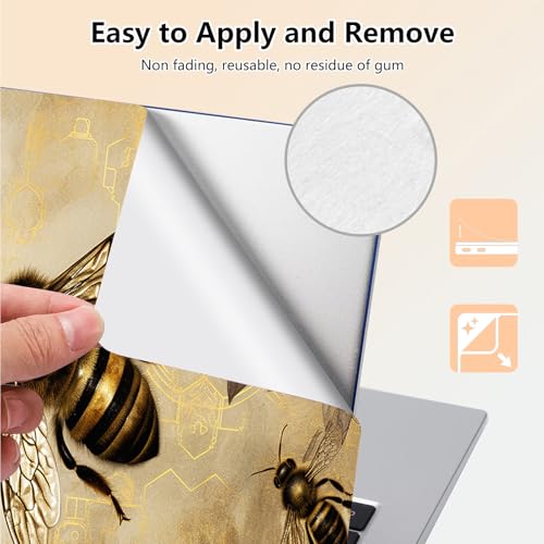 Laptop Skin Sticker Decal 15.6 Inch,12 13 13.3 14 15 15.6 in Laptop Netbook Skins for Notebook,Art Decal Removable Waterproof Scratch Resistant,Universal Vinyl Cover,Cute Bee Golden - color: Cute Bee Golden