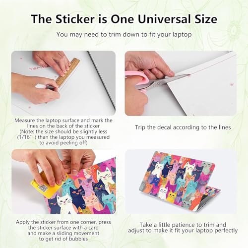 Laptop Skin Sticker Decal, Universal Reusable Vinyl Laptop Cover for 12" 13" 13.3" 14" 15" 15.4" 15.6" Notebook PC, Waterproof Scratch-Resistant with 2 Wrist Pads, Easy to Apply & Remove,Colorful Cats - color: Colorful Cats