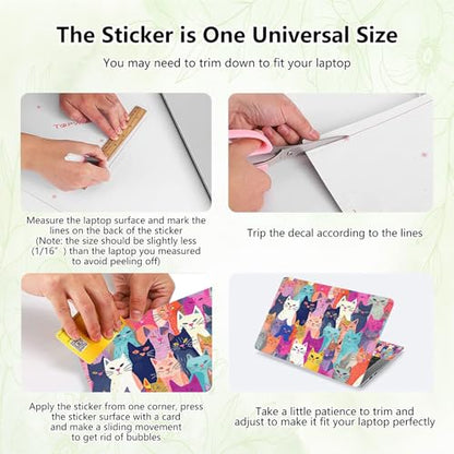 Laptop Skin Sticker Decal, Universal Reusable Vinyl Laptop Cover for 12" 13" 13.3" 14" 15" 15.4" 15.6" Notebook PC, Waterproof Scratch-Resistant with 2 Wrist Pads, Easy to Apply & Remove,Colorful Cats - color: Colorful Cats