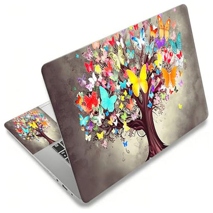 Laptop Skin Sticker Decal, Universal Reusable Vinyl Laptop Cover for 12" 13" 13.3" 14" 15" 15.4" 15.6" Notebook PC, Reusable Waterproof Scratch-Resistant with 2 Wrist Pads,Butterfly Tree - color: Butterfly Tree