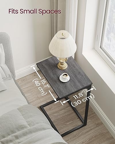 VASAGLE C-Shaped End Table, Side Table for Sofa, Couch with Metal Frame, Small TV Tray for Living Room, Bedroom in Misty Gray and Black ULET353B68 - color: Misty Gray + Black