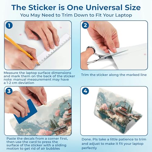 Reusable Universal Laptop Skin Sticker, Cut to Fit for 11.6–15.6 Inch Laptops, Waterproof Protective Film, No-Residue - Oriental Landscape - color: Oriental Landscape