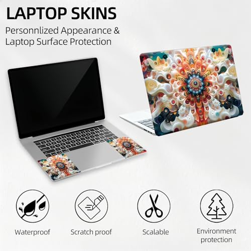 Psychedelic Fractal Kaleidoscope Universal Laptop Skin Sticker 3PCS, Protective Decal Trim-to-Fit 11.6" 13.3" 14" 15.6" Laptop Vinyl Cover, Removable Anti-Scratch Computer Decal Protector - color: Psychedelic Fractal Kaleidoscope