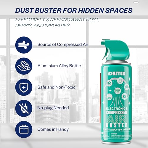 iDuster Compressed Canned Air Duster for Computer - Disposable Electronic Keyboard Cleaner for Cleaning Duster, 3PCS(3.5oz)