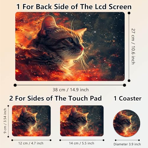 Laptop Skin Sticker Decal 15.6 Inch,12 13 13.3 14 15 15.6 in Laptop Netbook Skins for Notebook,Art Decal Removable Waterproof Scratch Resistant,Universal Vinyl Cover,Cute Fire Cat - color: Cute Fire Cat