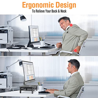 ELIVED 2 Pack Monitor Stand Riser with Metal Drawer, 3 Height Adjustable | with Larger Storage Space for Home and Office Supplies, Metal Desktop Stand for Laptop Computer Printer PC iMac