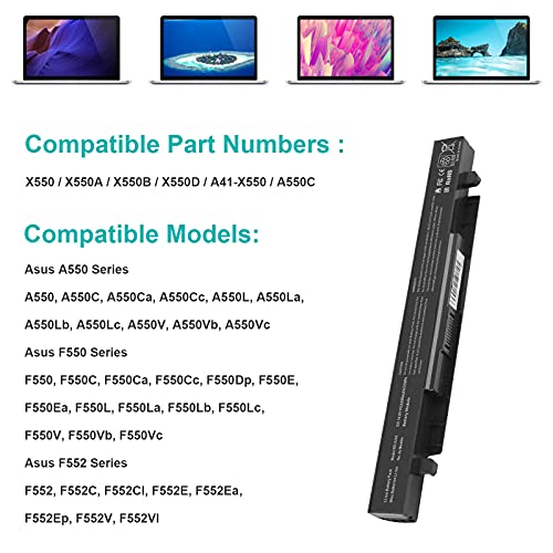 Fancy Buying X550 A41-X550A Laptop Battery for ASUS A41-X550 A450 P550 F550 K550 A550 F552 K450 P450 P550 R409 R510 X452 R510 X450 X550V A450C X550C X550A X550B X550D Y481C Y581C - size: 10.13*1.36*0.87inch