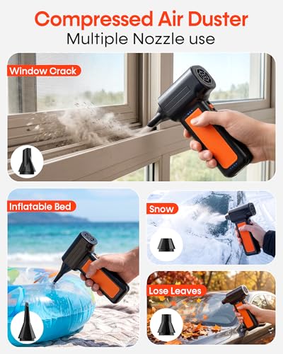 250000RPM Electric Air Duster for Keyboard: One Blow Clears Dust and Crumbs | Powerful & 5 Nozzles More Versatile - Fast Charging Rechargeable and Reusable Mini Blower - No More Sticky Keys for PC Gamers