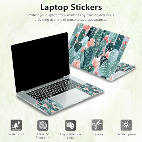 Laptop Skin Sticker Decal, Universal Reusable Vinyl Laptop Cover for 12" 13" 13.3" 14" 15" 15.4" 15.6" Notebook PC, Waterproof Scratch-Resistant with 2 Wrist Pads, Easy to Apply & Remove,Art Cactus - color: Art Cactus