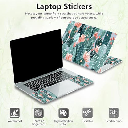 Laptop Skin Sticker Decal, Universal Reusable Vinyl Laptop Cover for 12" 13" 13.3" 14" 15" 15.4" 15.6" Notebook PC, Waterproof Scratch-Resistant with 2 Wrist Pads, Easy to Apply & Remove,Art Cactus - color: Art Cactus