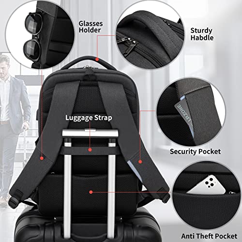 17 Inch Laptop Backpack for Travel Water Resistant College Backpack for Men Women Laptop Bag with USB Charging Port and Clear Cosmetic Bag, Black - color: Black-k