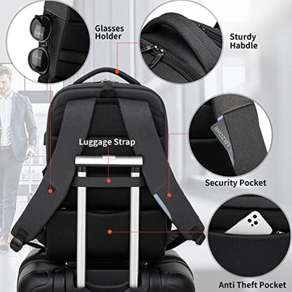 17 Inch Laptop Backpack for Travel Water Resistant College Backpack for Men Women Laptop Bag with USB Charging Port and Clear Cosmetic Bag, Black - color: Black-k