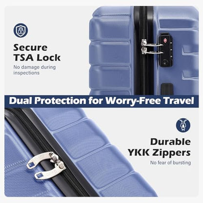 Coolife Carry On Luggage Airline Approved with Spinner Wheels, Hard Shell Suitcase TSA Lock Lightweight Travel Luggage 20-inch,Blue - color: blue, size: Small(20in)