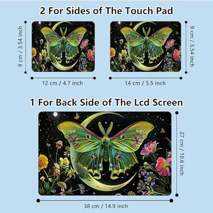 Universal Laptop Skin Sticker with 2 Wrist Pad Skins, Waterproof Scratch Resistant Vinyl Laptop Cover Decal, Cut to Fit for 11–15.6 Inch MacBook HP Dell Lenovo, Moth Moon Flowers - color: Moth Moon Flowers