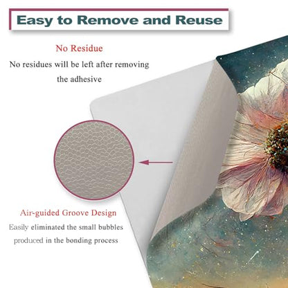 Laptop Decal Sticker Skin Cover, 12" 13.1" 13.3" 14" 15" 15.4" 15.6" Laptop Netbook Vinyl Art Skin Sticker Cover Notebook PC Protector (2 Wrist Pad Included), Removable Reusable, Floral Stars - color: Floral Stars