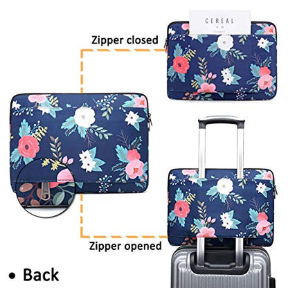 Laptop Sleeve Bag Case Cover for MacBook Pro 16 inch and 15 inch-15.6 inch HP Microsoft Surface Dell Samsung Toshiba Lenovo Acer Chromebook Notebook Computer - color: Navy Flower, size: 15 inch-15.6 inch