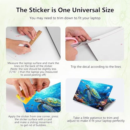 Laptop Skin Sticker Decal, Universal Reusable Vinyl Laptop Cover for 12" 13" 13.3" 14" 15" 15.4" 15.6" Notebook PC, Waterproof Scratch-Resistant with 2 Wrist Pads, Easy to Apply & Remove,A Sea Turtle - color: A Sea Turtle