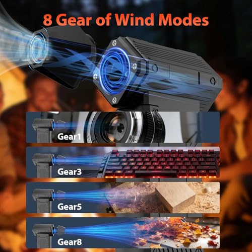 Compressed Air Duster,200,000RPM Electric Air Duster with LED Display,8-Gear Adjustable Mini Air Broom, for Keyboard,PC,Car and Home,Replace Compressed Air Can (Matte Black)
