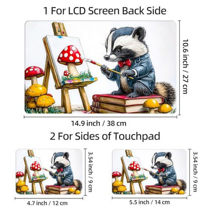 Universal Laptop Skin Sticker Decal, 12"-15.6" Aesthetic Vinyl Wrap, Badger Painting Mushroom Waterproof Notebook Cover Art Protector for MacBook HP Dell Lenovo, Fits 13" 14" 15" 15.6" - color: Badger Painting Mushroom