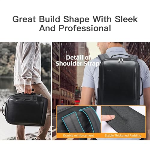 BOPai Business Smart 15.6 Inch Laptop Backpack Convertible Expandable Anti-Theft USB Charging Multi-Functional Travel Professional Work Office Men Commuter Large Black With Bottle Holder Waterproof - color: Black2