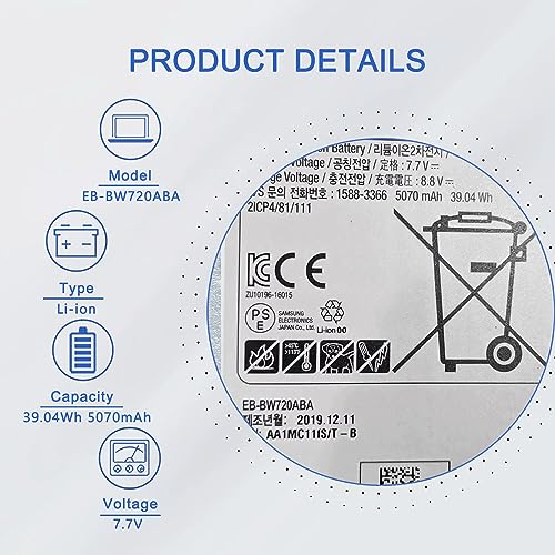 JOTACT EB-BW720ABA EB-BW720ABE Battery for Samsung ChromeBook Plus V2 XE520QAB XE521QAB, Chromebook 4 4+ XE310XBA XE350XBA, Galaxy Book 12" SM-W720 SM-W727V SM-W723 W728 W723Q W720N Series AA-PBMN2HO