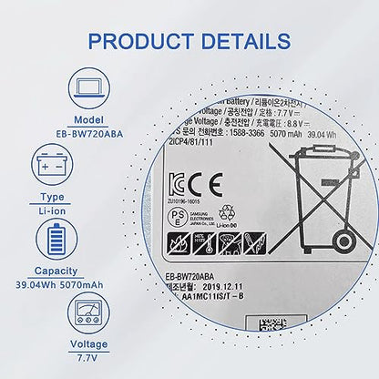 JOTACT EB-BW720ABA EB-BW720ABE Battery for Samsung ChromeBook Plus V2 XE520QAB XE521QAB, Chromebook 4 4+ XE310XBA XE350XBA, Galaxy Book 12" SM-W720 SM-W727V SM-W723 W728 W723Q W720N Series AA-PBMN2HO