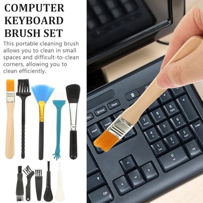 Soft Bristle Computer Cleaning Brush Set 10 Pieces for Electronics Dust Removal Keyboard Laptop Fan Cleaning Kit Portable Anti-Static Tools for Detailed Maintenance