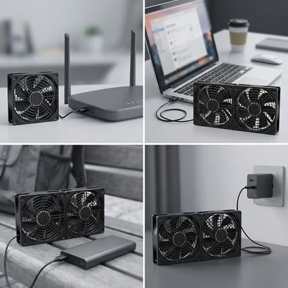 SV12025S05 Dual 120mm USB 5V 3-Speed Equipment Cooling Fan | For routers, receivers, DVRs and game consoles. Dual-fan set with adjustable speed for equipment cooling.