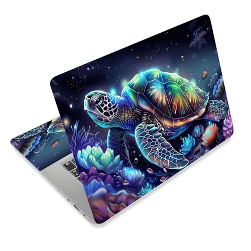 Laptop Skin Sticker Decal for 12 13 13.3 14 15 15.6 in, Universal Vinyl Waterresistant Protector Cover for Notebook PC Netbook, Computer Decor for Women Girls Cosmic Glowing Turtle - color: Cosmic Glowing Turtle