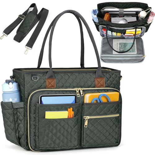 RAINSMORE Teacher Tote Bag 15.6 inch Laptop Bag for Women Work Bags Laptop Tote Nurse Bag Professional Computer Messenger with Insulated Pocket, Laptop Briefcase for Office, College, Nursing, Fog Blue - color: Fog Blue, size: 15.6 inch
