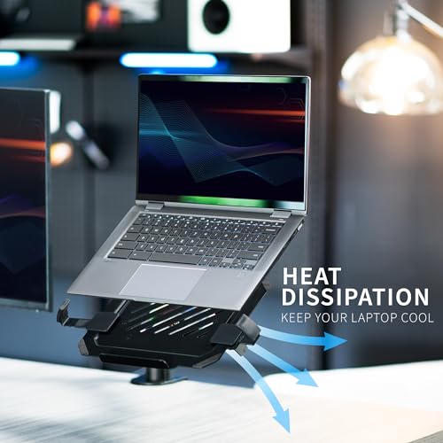 VIVO Universal Adjustable 12 to 15.6 inch Laptop Notebook Tray with RGB Fan, Fits VESA Compatible Monitor Arms, Black, STAND-LAP5F