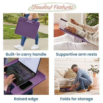 ECR4Kids The Surf Folding Portable Lap Desk, Large, Flexible Seating, Eggplant - color: Eggplant