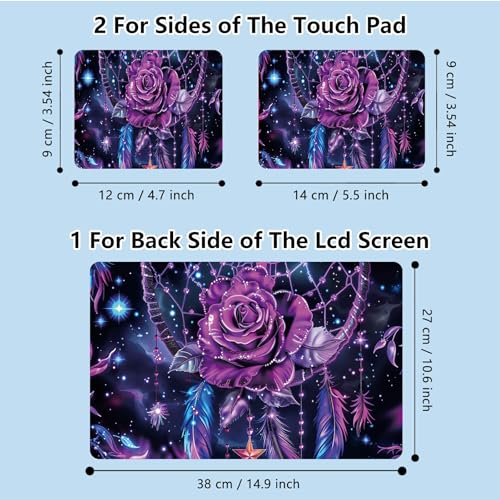 Universal Laptop Skin Sticker with 2 Wrist Pad Skins, Waterproof Scratch Resistant Vinyl Laptop Cover Decal, Cut to Fit for 11–15.6 Inch MacBook HP Dell Lenovo, Dream Purple Rose - color: Dream Purple Rose