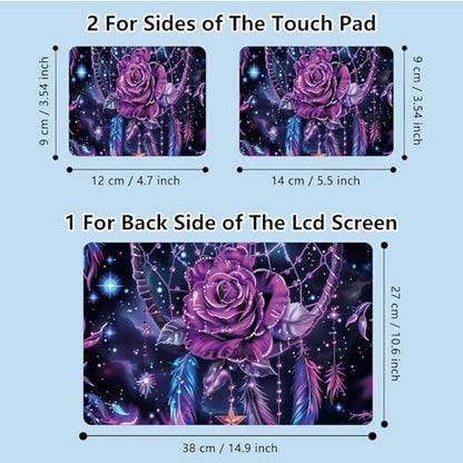 Universal Laptop Skin Sticker with 2 Wrist Pad Skins, Waterproof Scratch Resistant Vinyl Laptop Cover Decal, Cut to Fit for 11–15.6 Inch MacBook HP Dell Lenovo, Dream Purple Rose - color: Dream Purple Rose