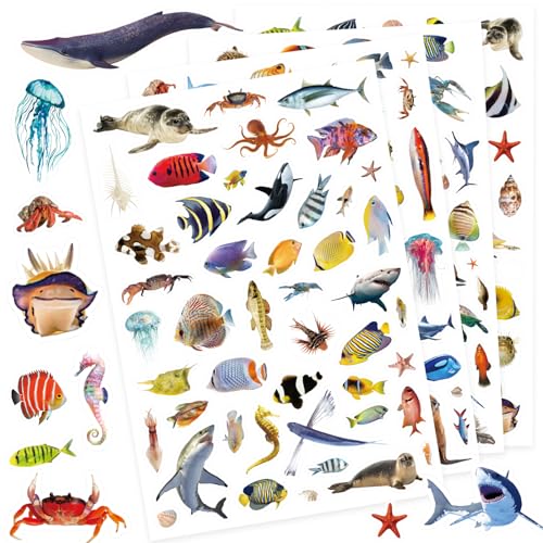 Ocean Animals Stickers 820 Count Sea Animal Fish Shark Stickers Party Favors Gifts Sticky Decor for Scrapbook Calendar Planner Gift Wrap Decor (Ocean) - color: Ocean