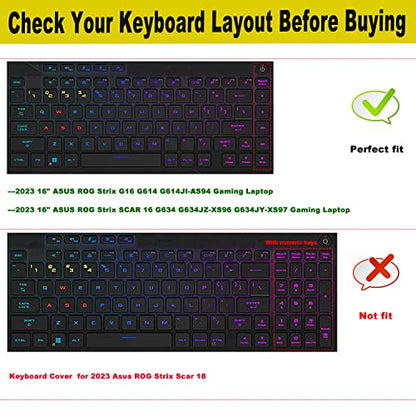 Keyboard Cover Skin for 2025 2024 16" ASUS ROG Strix G16 G615 G614 G615JMR G615LR G615LW G614JI G614JIR & ROG Strix Scar 16 G635 G634 G635LW G635LX G634JZR G634JYR Series-TPU