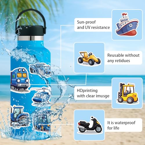 200 Pcs Car Stickers Bulk.Truck Stickers for Kids Classroom Boys Girls School,Construction Pack Sticker for Book Water Bottles Phone Case Laptop - color: Car Stickers